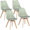 Brigros WeHome - Set 4 Sedie Candice, Sedie Sala Da Pranzo O Ufficio, Sedia Ergonomica, Seduta Imbottita Con Cuscino In Similpelle, Sedie Camera, Piedi In Legno Di Faggio, Arredamento Casa (Verde)
