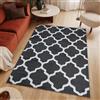 TAPISO Luxury Tappeto Soggiorno Pelo Corto Design Moderno Motivo Astratto Marocchino Geometrico Trellis tonalità Grigio Bianco Salotto Sala Camera Stanza Ragazzi Oeko-Tex 120 x 170 cm