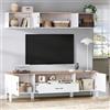 REXO Set da parete multimediale, 180 x 40 x 50 cm, bianco, con supporto TV, vetrina sospesa, 4 armadi e 1 cassetto, per TV fino a 80 pollici
