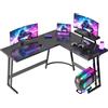 JUMMICO Scrivania Angolare, Scrivania Gaming 150x130cm - Tavolo da Gioco a L con Supporto Reversibile per lo Schermo - Versatile (gioco/lavoro/studio) - Rivestita in Carbonio - Nero