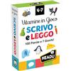HEADU - Carte Vitamine Gioco Scrivo e Leggo 100 Parole- 105 Cards e 7 Giochi| Carte Illustrate per Imparare a Leggere e Scrivere, Gioco Educativo Bambini 4-7 Anni, Idea Regalo Natale Pasqua Compleanno
