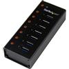 STARTECH ST7300U3M Hub USB 3.0 a 7 Porte Docking in Alluminio Nero