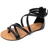Luffymomo Sandali da donna con cinturino da gladiatore, infradito da pescatore, nero, 38 EU