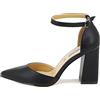 QUEEN HELENA Décolleté Scarpe con Tacco Medio Eleganti a Punta Chiusa con Cinturino Donna ZM9002 Nero 39