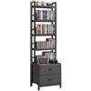 VEVOR Scaffale per CD DVD 4 Ripiani 2 Cassetti Scaffale Multimediale Autoportante 400 x 300 x1435 mm Supporto Porta CD DVD Libri Dischi Giochi Salvaspazio da Soggiorno Ufficio Libreria, Nero
