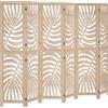 HOMCOM Paravento Interno a 6 Pannelli Pieghevole e Portatile, Motivo a Foglia, Design Rimovibile, 240x1,7x170 cm, Legno Naturale | Aosom Italy