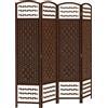 HOMCOM Paravento Interno a 4 Pannelli, Divisore di Ambienti Pieghevole, in Legno, 160x1,5x170 cm, Marrone | Aosom Italy