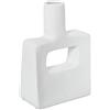 DRW Vaso da tavolo con foro in ceramica, bianco, 20,5 x 14,5 x 7 cm