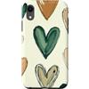 Sage Green Cream Beige Hearts Gifts Custodia per iPhone XR Cuore Verde Doodle Modello Salvia Verde Beige San Valentino