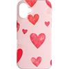 Cute Red Hearts Pattern Gifts Custodia per iPhone 16 Plus Giorno di San Valentino giocoso motivo cuore rosso
