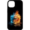 Cool Ice Outfit Custodia per iPhone 13 Cubo caldo e freddo per gli amanti del costume delle fiamme ghiacciate