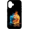 Cool Ice Outfit Custodia per iPhone 16 Cubo caldo e freddo per gli amanti del costume delle fiamme ghiacciate