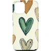 Sage Green Cream Beige Hearts Gifts Custodia per iPhone 12/12 Pro Cuore Verde Doodle Modello Salvia Verde Beige San Valentino