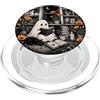Librarian Ghost Book Lover Ghost Reader Book Lover Black Cat Cozy Library Moon PopSockets PopGrip per MagSafe