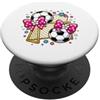 Vibrant Soccer Fun Simpatica porta da calcio per ragazze con fiocco rosa PopSockets PopGrip Adesivo