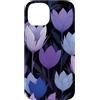Floral Aesthetic Flower Botanical Gifts Custodia per iPhone 14 Fiori viola scuro blu tulipani floreale giardino di mezzanotte