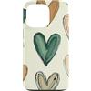 Sage Green Cream Beige Hearts Gifts Custodia per iPhone 13 Pro Cuore Verde Doodle Modello Salvia Verde Beige San Valentino