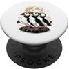 Sea Parrot Lover Gifts Three Puffins Moon Seabird Bird Watching Parody PopSockets PopGrip Adesivo