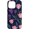 Floral Aesthetic Flower Botanical Gifts Custodia per iPhone 14 Pro Max Rosa Viola Tulipani Notte Scuro Fiori Di Mezzan