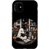 Librarian Ghost Book Lover Custodia per iPhone 11 Ghost Reader Book Lover Black Cat Cozy Library Moon