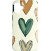 Sage Green Cream Beige Hearts Gifts Custodia per iPhone 16 Plus Cuore Verde Doodle Modello Salvia Verde Beige San Valentino