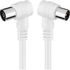 Levitantes Cavo TV 25 metri full HD cavo coassiale antenna angolare 90 gradi per TV e radio, spina maschio a femmina, cavo bianco dritto