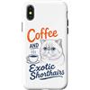 Feline Brew Designs Custodia per iPhone X/XS Regalo per il proprietario di gatti esotici e corti, caffè