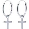ENTREPLATA Orecchini a Croce in Argento Sterling 925, Creole Con Ciondolo, Originali per Donna, Uomo, Ragazza e Bambino, Unisex Mini