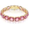 Swarovski Bracciale Tennis Millenia, Taglio ottagonale, Rosa, Placcato color oro