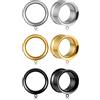 Vankula DIY Dilatatori Lobo Double Flared tunnel dilatatore orecchie 6 pz in Acciaio inossidabile lobi piercing espansori Gioielli Uomo Donna 10mm(00G) Nero Oro Argento