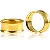 Vankula Dilatatori Lobo Double Flared tunnel dilatatore orecchie in Acciaio inossidabile lobi piercing espansori Gioielli Uomo Donna 22mm(7/8) Oro