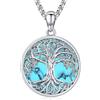 Friggem Collana Donna Argento 925, Collana Celtica Turchese, Collana Albero della Vita Ciondolo Albero della Famiglia Gioielli Regalo per Donne Ragazze (K-Albero della Vita)