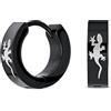 Bling Jewelry Gioielli Unisex Per Motociclisti Piccoli Orecchini A Cerchio Del Rettile Della Lucertola Del Geco Kpop Per Gli Uomini, Le Donne E Gli Adolescenti, Acciaio Inossidabile Nero Ip