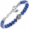 10:10 Bracciale Uomo Donna Pietre Naturali di Lapislazzuli 6 mm e Acciaio Inox - Pendente Mano di Fatima. Braccialetto Regolabile, Resistente e Comodo. Made In Italy (Lapislazzuli)