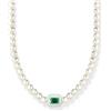 THOMAS SABO KE2183-082-6-L42v - Girocollo da donna con perle bianche e pietra verde, in argento Sterling 925 con perle d'acqua dolce rotonde, lunghezza 42 cm, 42 cm, Argento sterling, Zirconia cubica