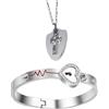 KOMBIUDA Braccialetto Di Coppia Con Proiezione Amorevole Bracciale Cuore Lovable Con Collana Serratura a Chiave Set Gioielli Moda Per Donna E Uomo Regalo Elegante Per Occasioni Speciali