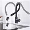 SUVIDA Rubinetto Lavello Cucina, Rubinetto Cucina Flessibile con 2 Tipi di Getto d'acqua, Acciaio Inox Ad Alta Pressione Orientabile a 360° Monocomando, Miscelatore Cucina Nero, Rubinetti Cucina Nero