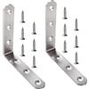 VooGenzek 2 Pezzi 100x100x20x3 mm Squadrette Angolari a Forma di L, Bretelle Angolari In Acciaio Inox, Staffe Angolari 90 Gradi, Parentesi Angolare, con 12 Pezzi Viti, per Mensole, Tavoli, Legno