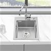 KINKIBOS Lavello da cucina in acciaio inox 304 40 x 45 cm, piccoli lavandini da cucina, lavello a incasso con foro per rubinetto e troppopieno (senza tubo di scarico), 1 vasca, spazzolato