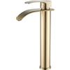 Beelee Moderno rubinetto da cucina a cascata, beccuccio alto in oro spazzolato, corpo in ottone con connettori da 3/8, miscelatore monocomando per lavabo