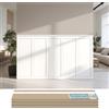 Art3d Premade - Kit di boiserie verniciabili e listelli, pannello da parete in MDF per cucina, camera da letto, soggiorno, decorazioni per la casa, 480 x 137 cm, lamelle con bordo