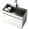 Qwerjkl Mobile Lavello Autoportante in Alluminio a Nido d'Ape 80cm Lavandino in Acciaio Inox con Miscelatore Acqua Calda/Fredda e Dispenser Sapone, Mobiletto Salvaspazio per Esterno, Giardino e Garage