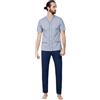 CONQUISTA Pigiama Uomo Aperto Manica Corta Pantalone Lungo Cotone, 3644 Colori Ocean E Smoky (IT, Testo, XL, Regular, Regular, Ocean)