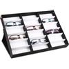Vervevum Custodia per occhiali da sole 18, 9x12, 6x9, 5 pollici 18 slot Porta occhiali da sole con coperchio Organizer Supporto facile da usare per Display per, supporto