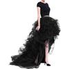 Edelaura Gonna Asymmetrica in Tulle per Donna Chiffon e Pizzo Balletto Vita Alta Elastica a Coda di Rondine Tutu Lungo Sottogonna Elegante Monocromatico da Festa da Tempo Libero
