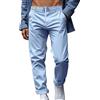 Generisch Pantaloni da uomo Eleganti, tinta unita, elasticizzati, per il tempo libero da uomo, Azzurro, XL