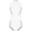NDSJAIE body da ginnastica da donna Tuta da ginnastica ritmica donna, body pattinaggio artistico, balletto senza maniche con giunture in rete trasparente for danza, yoga per la ginnastica per adulti(White,S)
