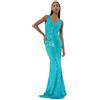 Fracomina Abito Slim Lungo con Paillettes Luminose Colore Turchese - x-Large