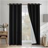 CYCMACO Tende Per Interni 2 Pezzi, 140x280cm, Tenda Termica Isolante Freddo E Caldo Moderne, Lino Tende Oscuranti, Tenda Oscurante Da Interno Con Anelli, Per Soggiorno Camera, Nero