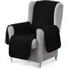 textil-home Copripoltrona 1 Posto con Braccioli LUKA, Poltrona Relax Reclinabile e Orecchie Imbottito - Misura 55 cm. SalvaDivano Reversibile. Nero